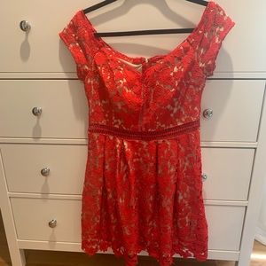 Red lace off the shoulder dress sz M